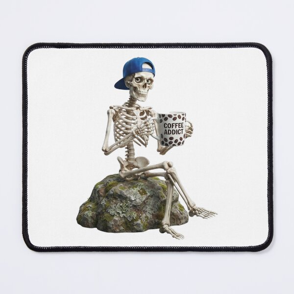 Item preview, Coffee Addict Skeleton Sitting on a Rock designed and sold by matrixvip.
