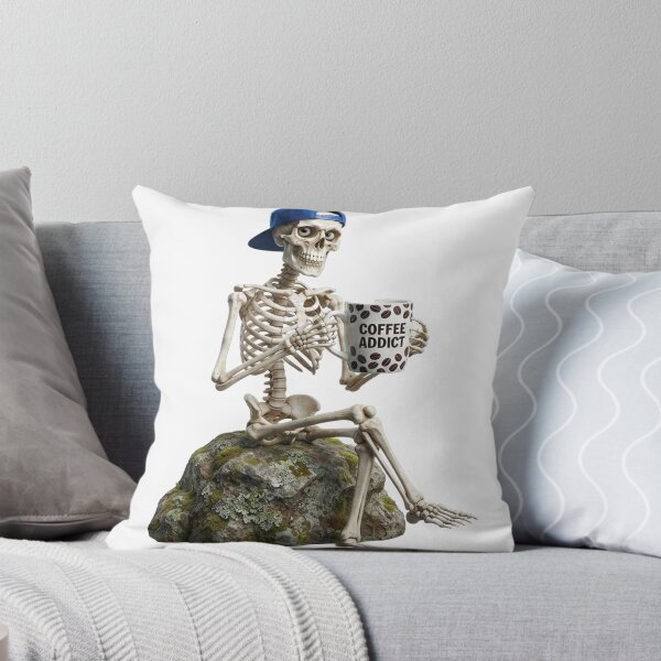 Item preview, Coffee Addict Skeleton Sitting on a Rock designed and sold by matrixvip.