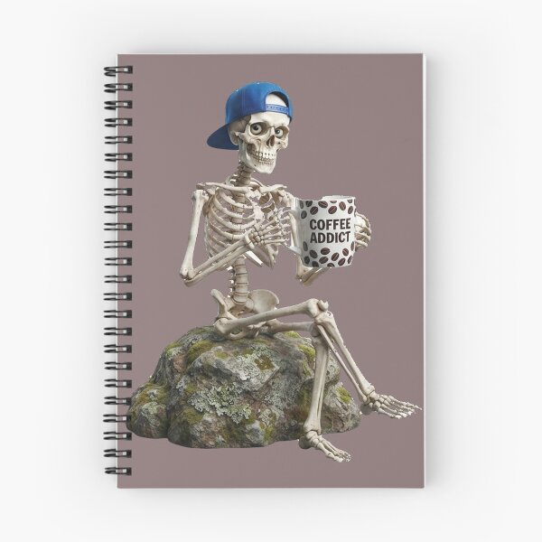 Item preview, Coffee Addict Skeleton Sitting on a Rock designed and sold by matrixvip.