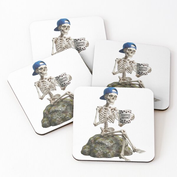 Item preview, Coffee Addict Skeleton Sitting on a Rock designed and sold by matrixvip.