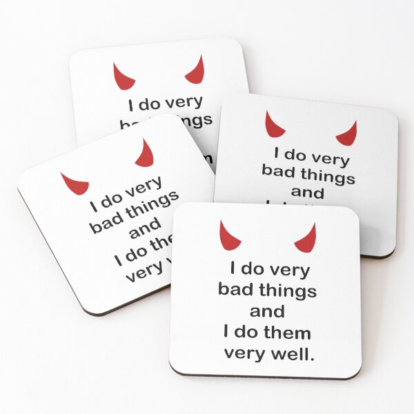 Item preview, I Do Very Bad Things and I Do Them Very Well – Tiny Red Devil Horns Dark Humor Quote designed and sold by witchlingart.