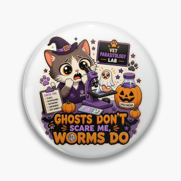 Item preview, Ghosts Don’t Scare Me, Worms Do – Funny Veterinary Parasitology Halloween Cat designed and sold by Bettybee00.