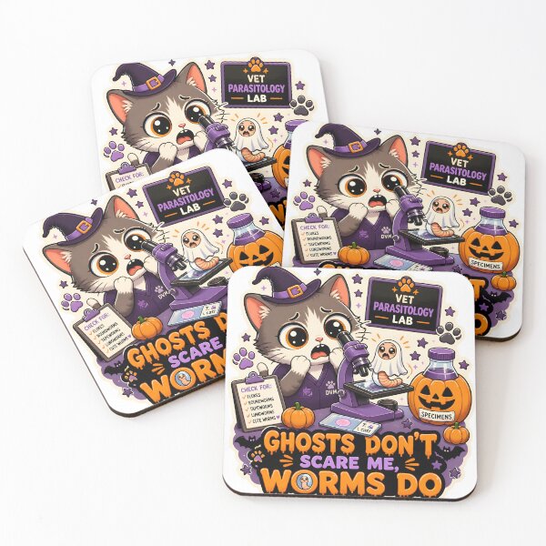 Item preview, Ghosts Don’t Scare Me, Worms Do – Funny Veterinary Parasitology Halloween Cat designed and sold by Bettybee00.