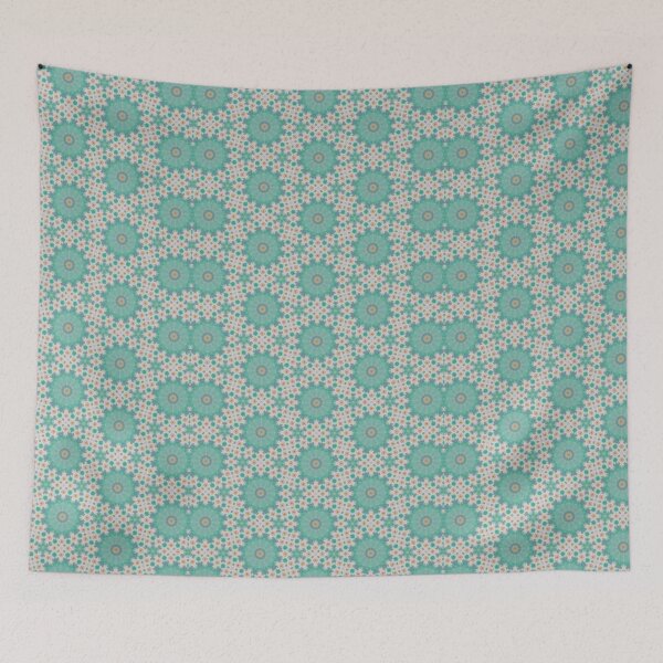 Item preview, Emerald Turquoise Sand Ochre Hexagonal Tile Pattern Mandala - Duvet Cover designed and sold by ArithraStudio.