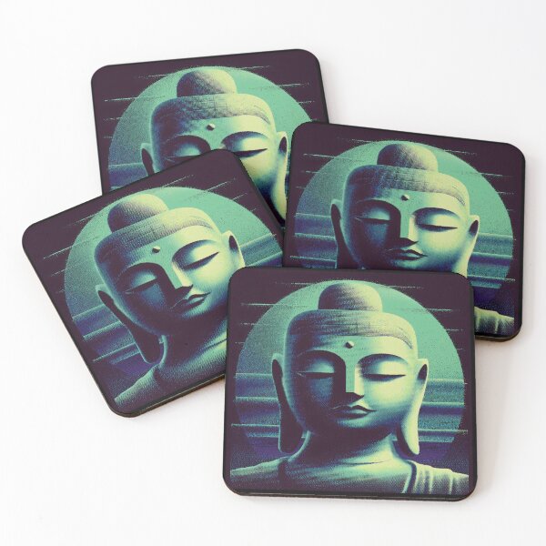 Item preview, Neon Buddha Meditation - Retro Glitch Art designed and sold by ClubVacay.