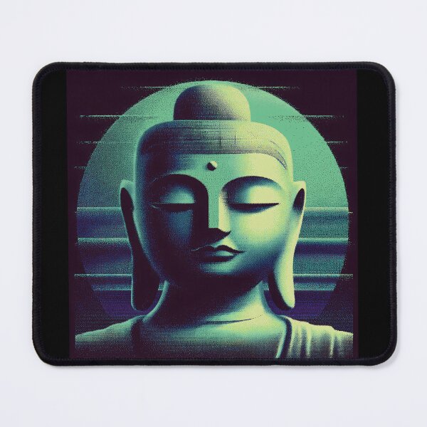 Item preview, Neon Buddha Meditation - Retro Glitch Art designed and sold by ClubVacay.