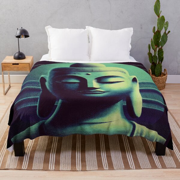 Item preview, Neon Buddha Meditation - Retro Glitch Art designed and sold by ClubVacay.