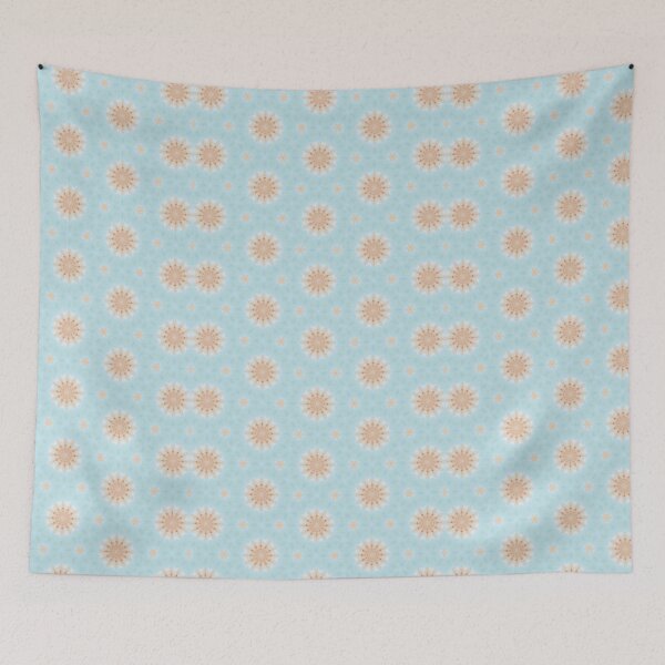 Item preview, Pale Coastal Aqua Warm Sand Gold Hexagonal Tile Pattern Mandala - Duvet Cover designed and sold by ArithraStudio.