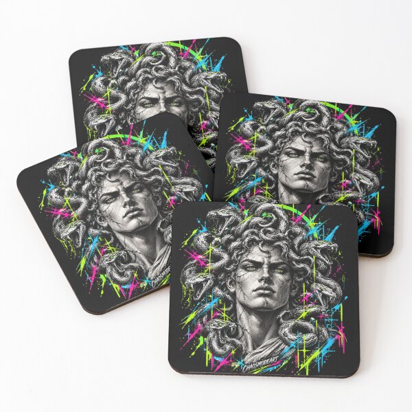 Item preview, Male Medusa Gorgon King Neon Cyber Streetwear Art designed and sold by ChaosModeArt.