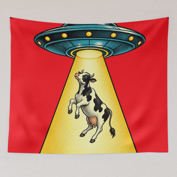Item preview, UFO Abducting a Cow designed and sold by orange-grape.
