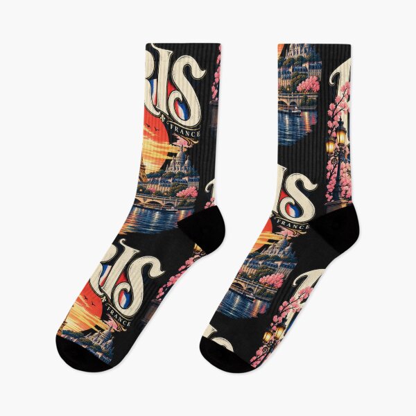 Item preview, Paris France Vintage Eiffel Tower Retro Sunset City Skyline designed and sold by BladiWear.