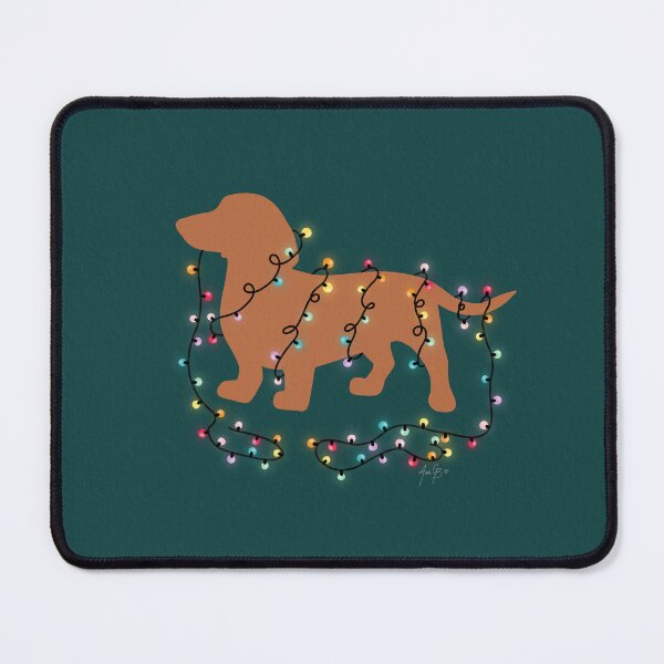 Item preview, Dachshund with Christmas lights designed and sold by Ana Gorozpe.