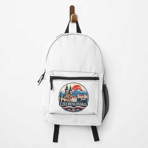 Item preview, Czechoslovakia Retro Travel Badge – Prague Skyline, Slovak Castle & Vintage European Landscape designed and sold by Orbit Ink.