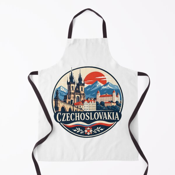 Item preview, Czechoslovakia Retro Travel Badge – Prague Skyline, Slovak Castle & Vintage European Landscape designed and sold by Orbit Ink.