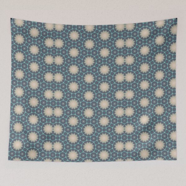 Item preview, Deep Slate Teal Sand Sandstone Hexagonal Tile Pattern Mandala - Duvet Cover designed and sold by ArithraStudio.