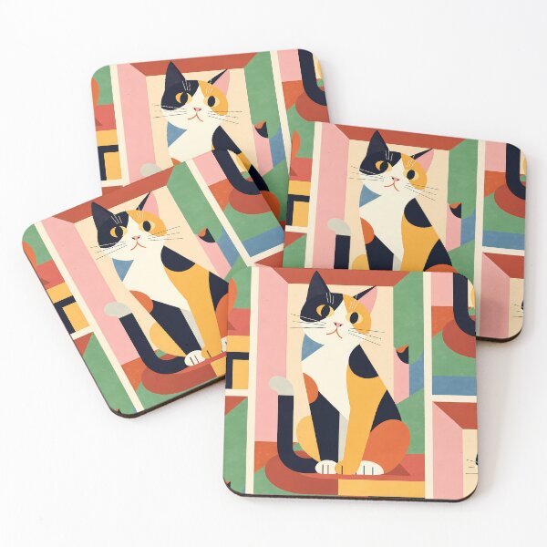 Item preview, Geometric Calico Cat Modern Art Style  designed and sold by Idealforme.