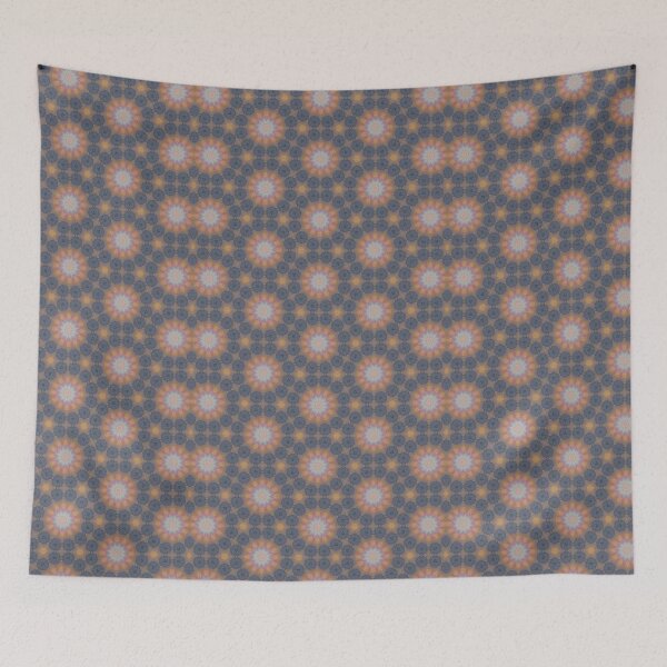 Item preview, Sunset Gold Blush Pink Indigo Slate Hexagonal Tile Pattern Mandala - Duvet Cover designed and sold by ArithraStudio.
