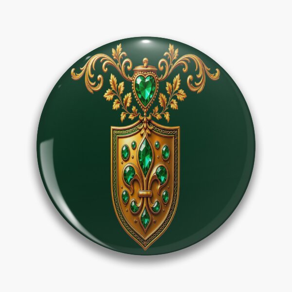 Item preview, Sacred Emerald Heart Shield - Baroque Gold Elven Royal Coat of Arms designed and sold by Breezes-of-Ida.