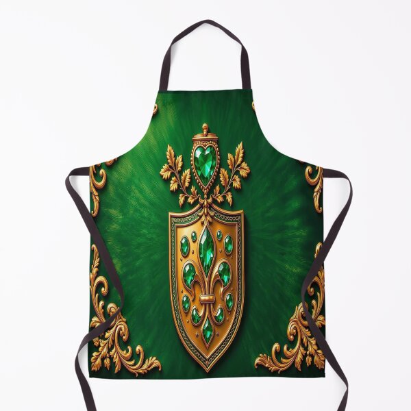 Item preview, Sacred Emerald Heart Shield - Baroque Gold Elven Royal Coat of Arms designed and sold by Breezes-of-Ida.