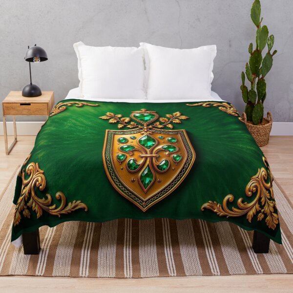 Item preview, Sacred Emerald Heart Shield - Baroque Gold Elven Royal Coat of Arms designed and sold by Breezes-of-Ida.