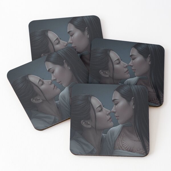Item preview, BinOon BS PT Bulan Peem Undeniable Attraction Thai GL Sapphic Actress LGBTQ+ Cartoon Decor Comic Wall Art Print Poster Shirt Clock Blanket KDrama designed and sold by Mind Space.