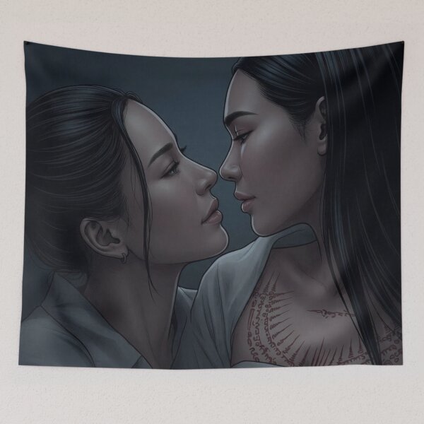 Item preview, BinOon BS PT Bulan Peem Undeniable Attraction Thai GL Sapphic Actress LGBTQ+ Cartoon Decor Comic Wall Art Print Poster Shirt Clock Blanket KDrama designed and sold by Mind Space.