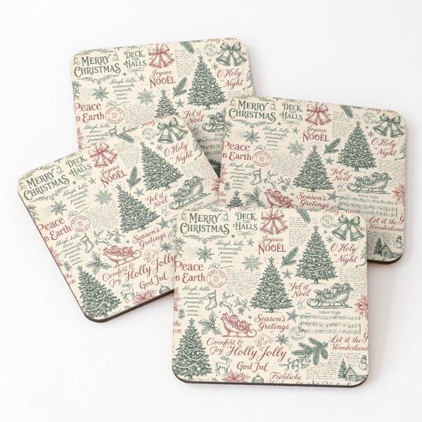 Item preview, Vintage Multilingual Christmas Print Collage Pattern designed and sold by 89BLACK.