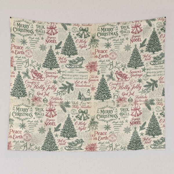 Item preview, Vintage Multilingual Christmas Print Collage Pattern designed and sold by 89BLACK.