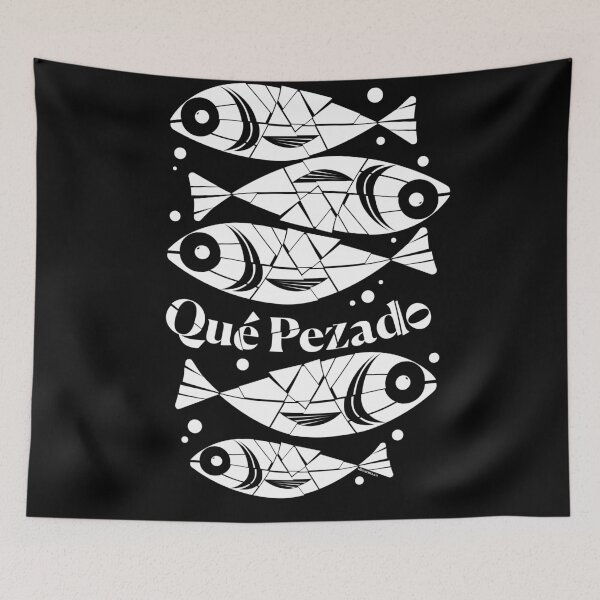 Item preview, Qué Pezado white – Geometric Fish Pun T-Shirt designed and sold by burbuja.
