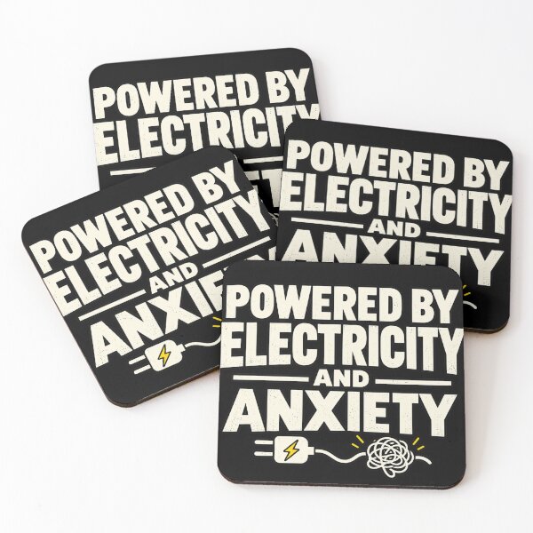 Item preview, Powered by Electricity and Anxiety – Funny Technology Humor and Overthinking Quote designed and sold by GingaArt.