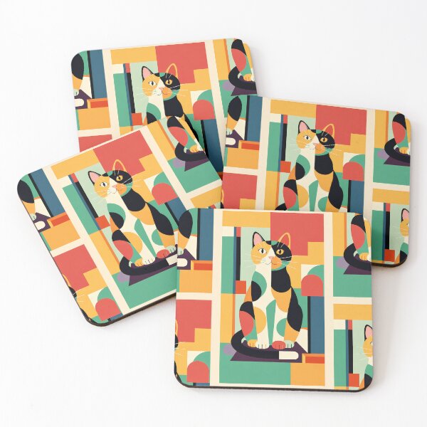 Item preview, Geometric Calico Cat Modern Art Style  designed and sold by Idealforme.