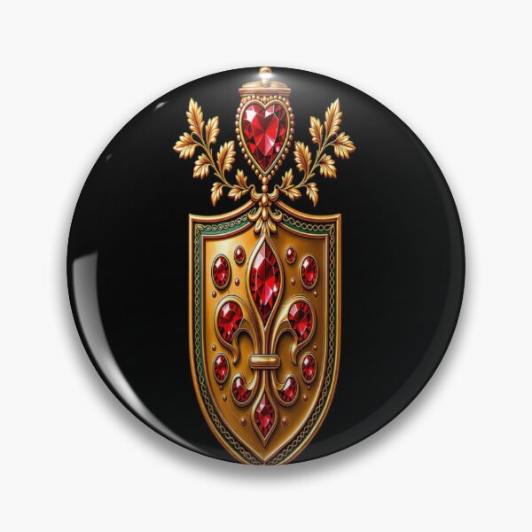 Item preview, Crimson Ruby Heart Shield - Baroque Gold Gothic Royal Crest designed and sold by Breezes-of-Ida.