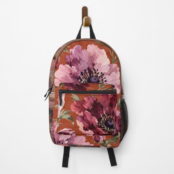 Item preview, Watercolor anemones in mauve and burgundy on terracotta, double design designed and sold by PanaluPrint .