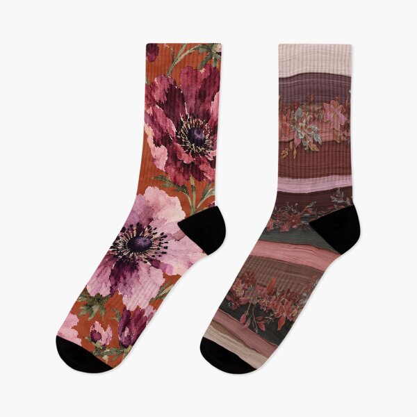 Item preview, Watercolor anemones in mauve and burgundy on terracotta, double design designed and sold by PanaluPrint .