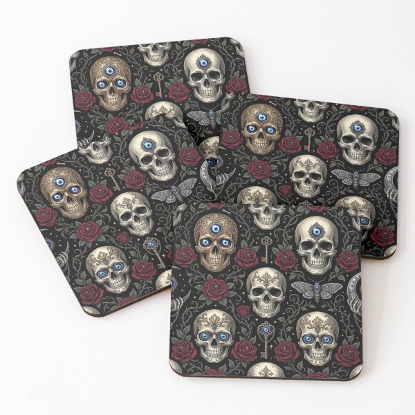 Item preview, Gothic Evil Eye Skull, Rose & Moon Pattern designed and sold by cabuks.