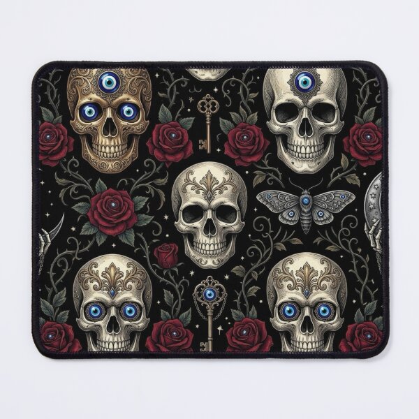 Item preview, Gothic Evil Eye Skull, Rose & Moon Pattern designed and sold by cabuks.
