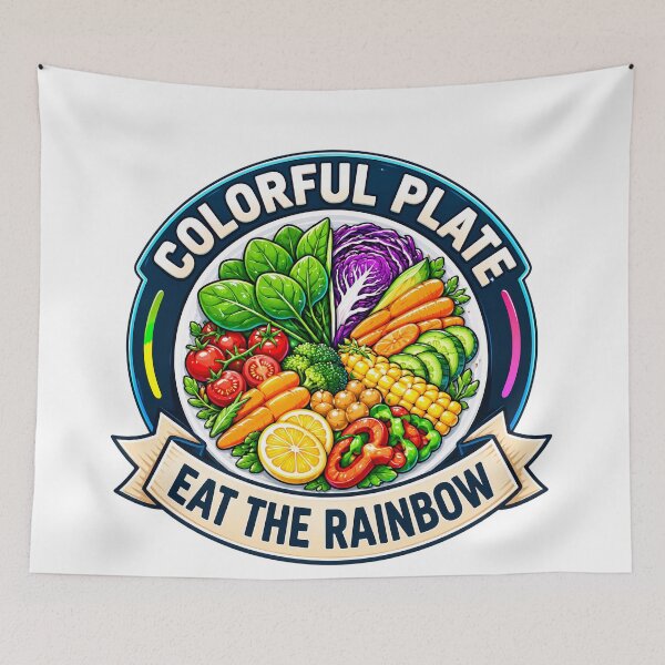 Item preview, Colourful plate eat the rainbow, healthy food promotion designed and sold by Afnan Store.