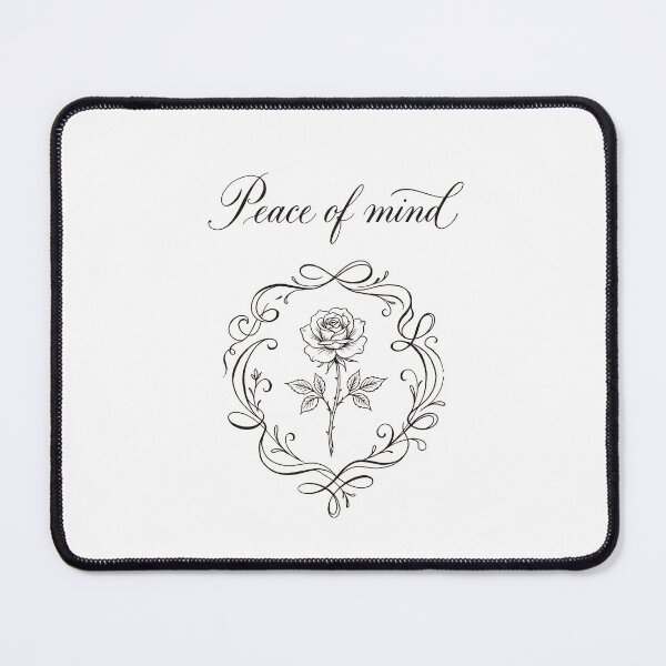 Item preview, Rose illustration with vintage calligraphic Peace of Mind text. Ideal for gothic apparel, floral stickers, poster prints. designed and sold by ElegantOutlines.
