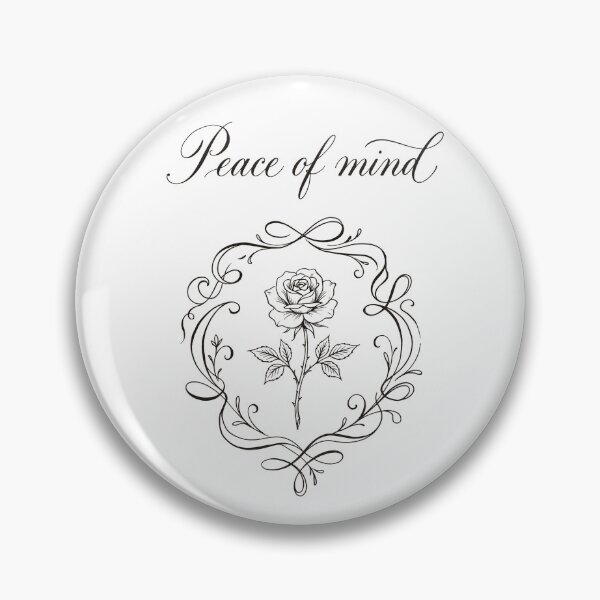 Item preview, Rose illustration with vintage calligraphic Peace of Mind text. Ideal for gothic apparel, floral stickers, poster prints. designed and sold by ElegantOutlines.