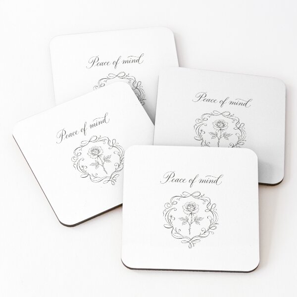 Item preview, Rose illustration with vintage calligraphic Peace of Mind text. Ideal for gothic apparel, floral stickers, poster prints. designed and sold by ElegantOutlines.