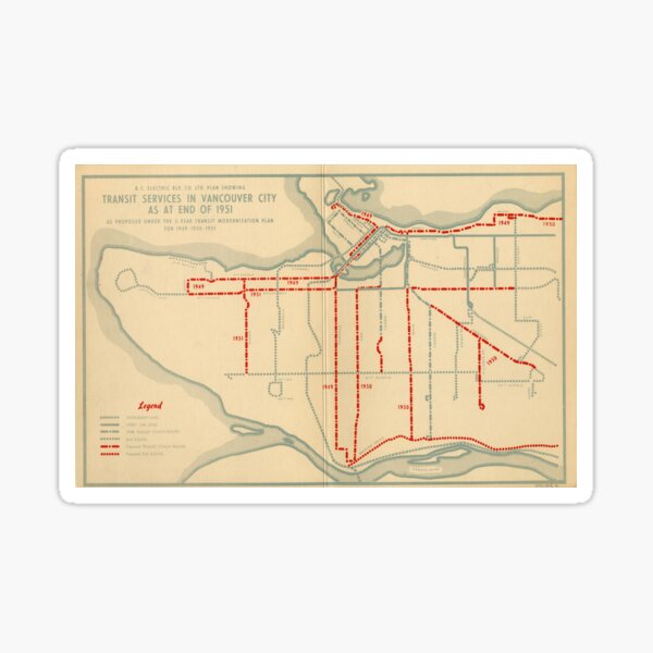Aperçu de l'œuvre Services de transport en commun à Vancouver à la fin de 1951 créée et vendue par FOVCA.