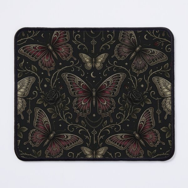 Item preview, "Midnight Moth" - Gothic Butterfly & Dark Floral Rose designed and sold by cabuks.