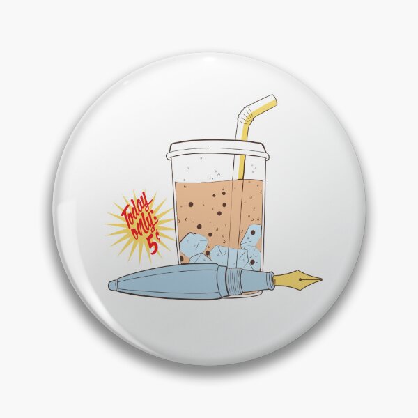 Item preview, Retro Soda and Fountain Pen Illustration with 5 Cents Discount Badge designed and sold by Kara Draws.