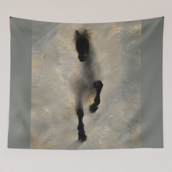Item preview, Galloping Stallion from Above — Aerial Horse Oil Painting designed and sold by RamyGallery.