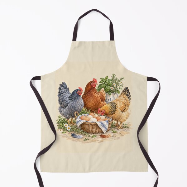 Item preview, Backyard Hens and Egg Basket – Farmhouse Chicken Kitchen Illustration designed and sold by astersgraphics.