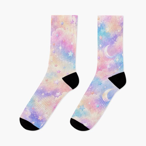 Aperçu de l'œuvre Pastel Celestial Dreams – Dreamy Watercolor Stars and Moons créée et vendue par HO•Designs.