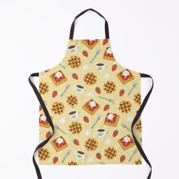 Item preview, Belgian Waffle Retro Food Pattern | Waffles with Strawberries, Whipped Cream, Liege Waffles and Coffee designed and sold by StickyGuys.