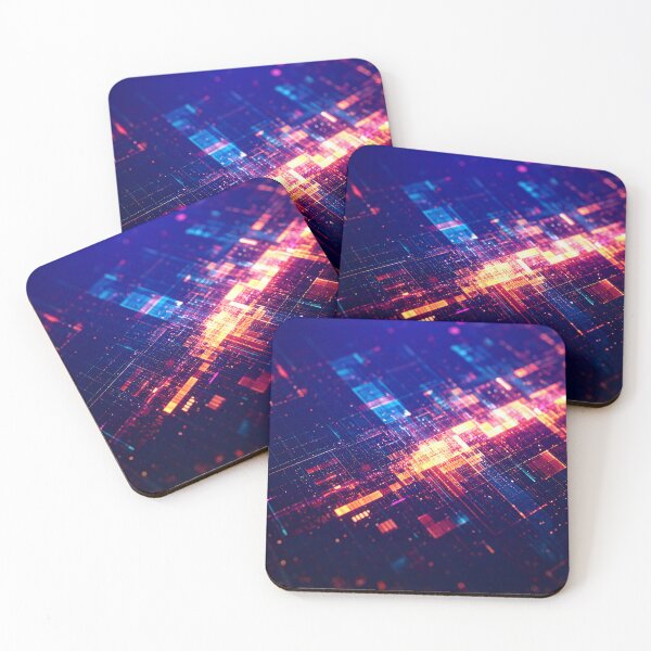 Item preview, An abstract microchip or circuit board glows with vibrant red and blue lights, illustrating complex data processing designed and sold by homydesign.