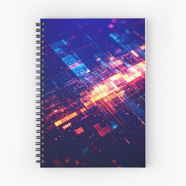Item preview, An abstract microchip or circuit board glows with vibrant red and blue lights, illustrating complex data processing designed and sold by homydesign.