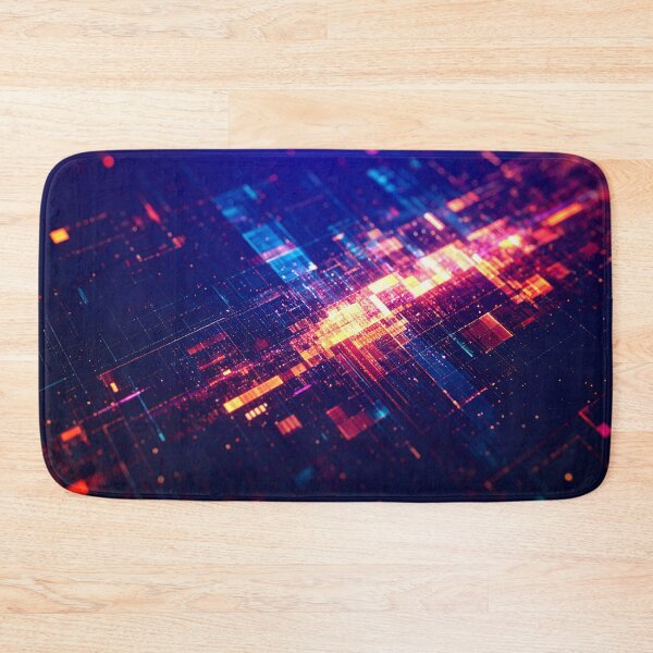 Item preview, An abstract microchip or circuit board glows with vibrant red and blue lights, illustrating complex data processing designed and sold by homydesign.